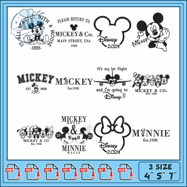 Disney Inspired Embroidery Bundle Mickey Minnie Designs