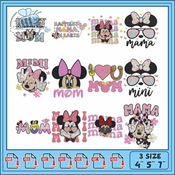 Disney Mom Embroidery Bundle with Minnie Designs