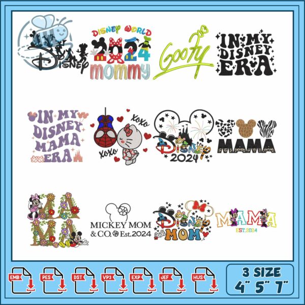 Disney Themed Embroidery Bundle for Moms 2024