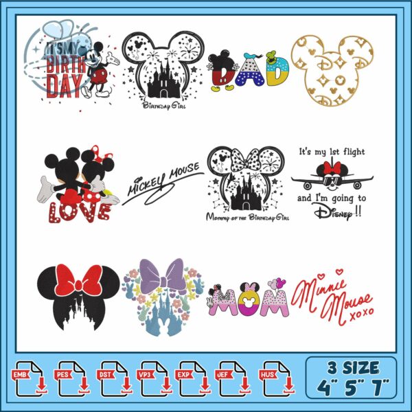 Disney Themed Embroidery Bundle for Special Days