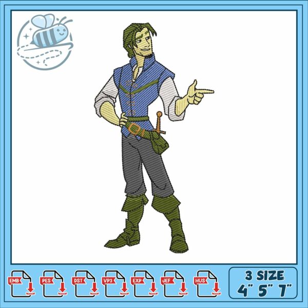 Disney flynn rider embroidery, flynn rider costume​ embroidery