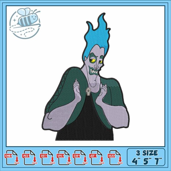 Disney hades design embroidery, cartoon hades​​ embroidery