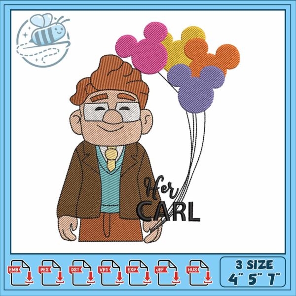 Disney her carl design embroidery, carl up disney​​ embroidery
