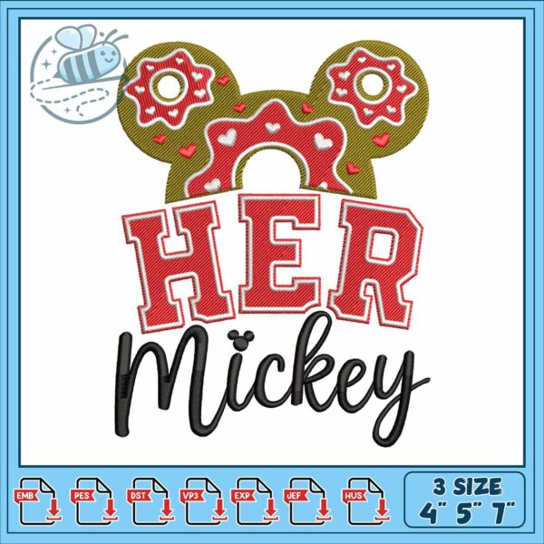 Disney her mickey embroidery, mickey mouse drawing​​​ embroidery