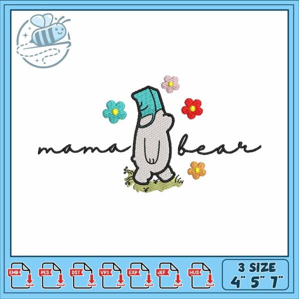 Disney mama bear embroidery, disney bear​​​ embroidery