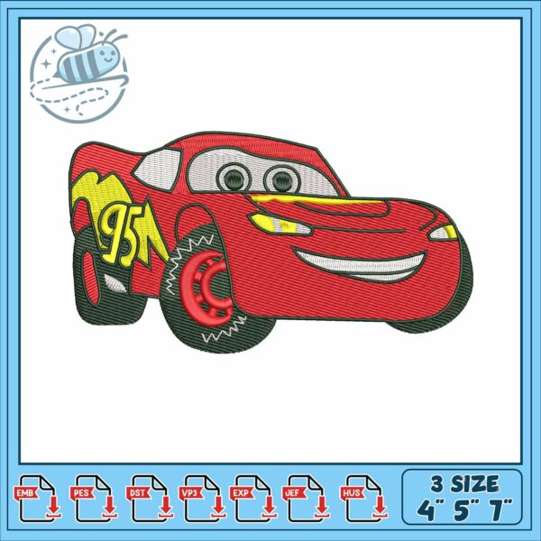 Disney mcqueen car embroidery, mc queen crocs​ embroidery