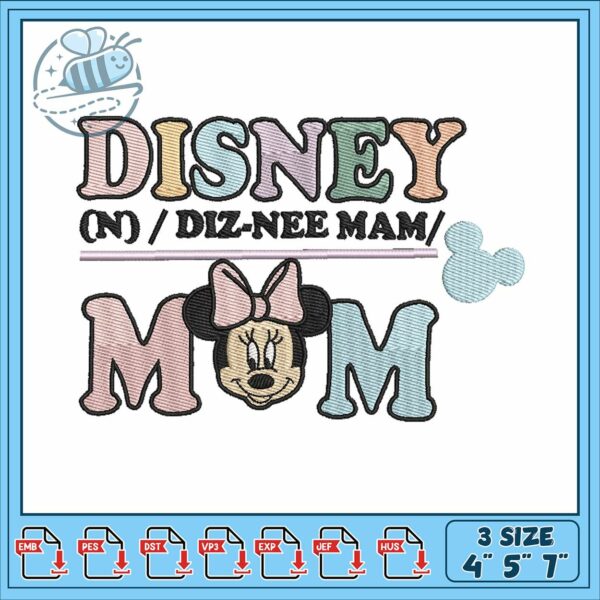 Disney minnie mom embroidery, minnie mouse​ embroidery