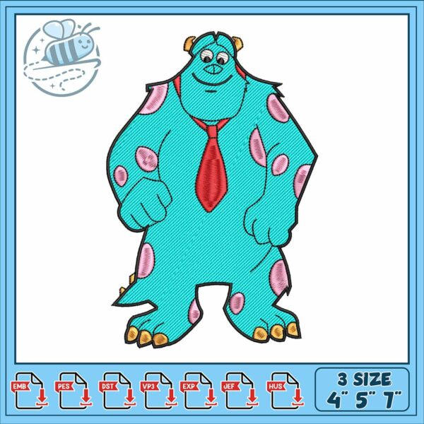Disney monster sullivan embroidery, monster cartoon​ embroidery
