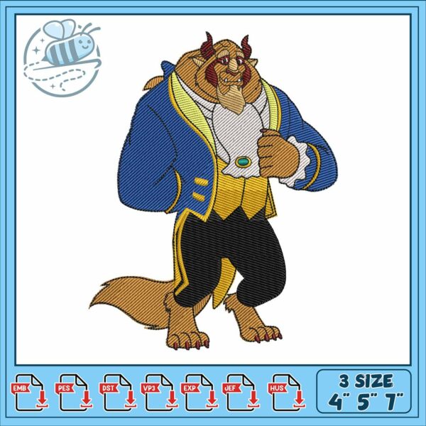 Disney the beast design embroidery, beast disney​ embroidery