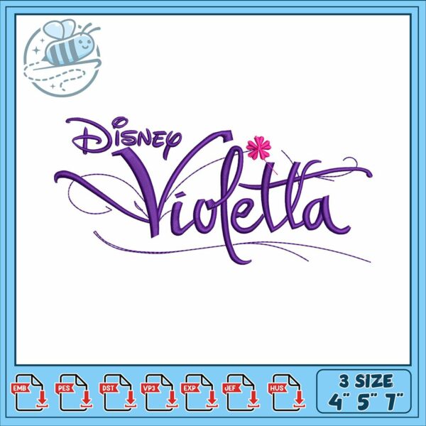 Disney violetta logo embroidery, walt disney​ embroidery