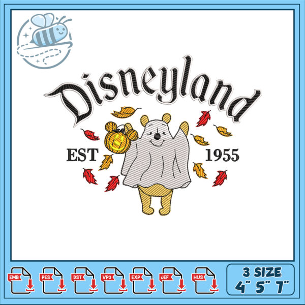 Disneyland Embroidery Design with Pooh Ghost Costume