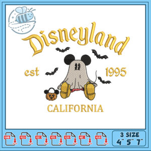 Disneyland Ghost Mickey Mouse Embroidery Design 1995