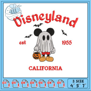 Disneyland Ghost Mickey Mouse Embroidery Design