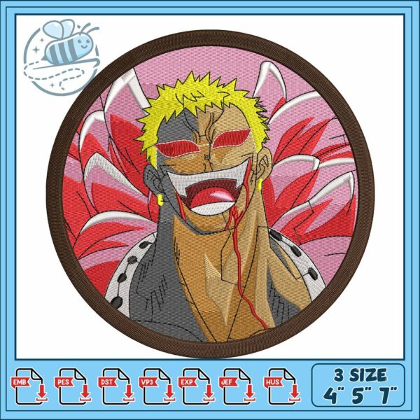 Doffy laugh face art embroidery, don quixote doflamingo​​ embroidery