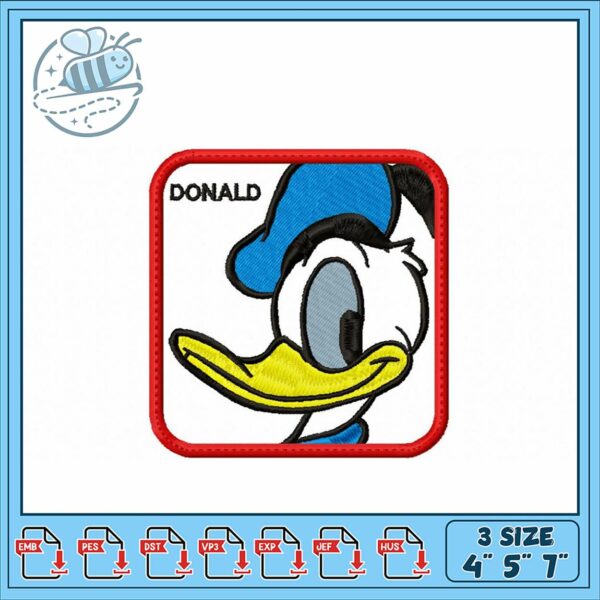 Donald Duck Embroidery Design for Projects 3 Sizes