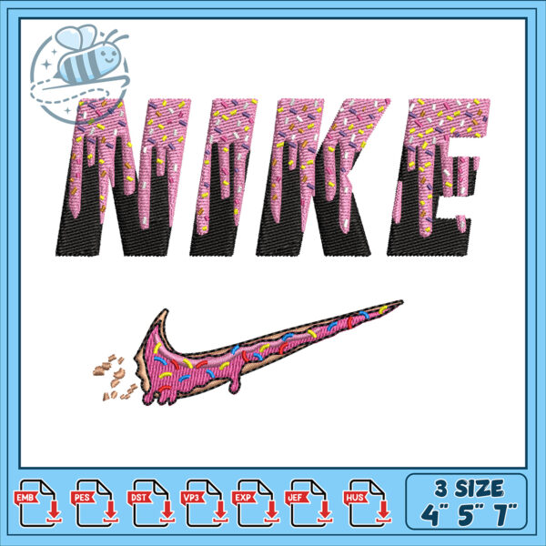 Donut Nike Embroidery Design 3 Sizes