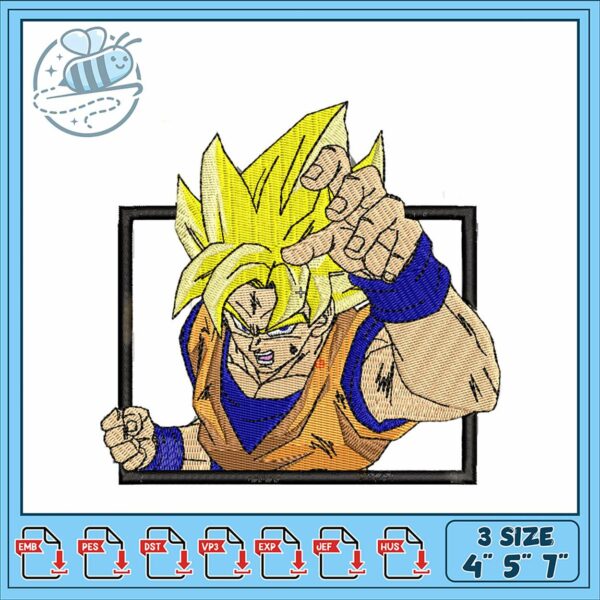 Dragon Ball Goku Embroidery Design for Machine Use