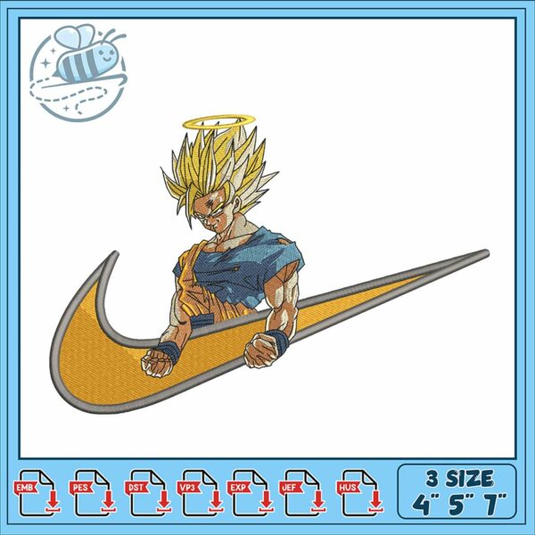 Dragon Ball Inspired Nike Embroidery Design Vector
