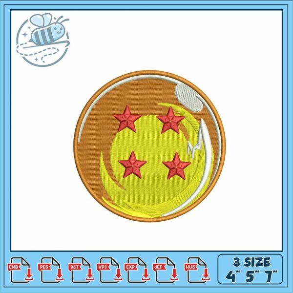 Dragon Ball Star Embroidery Design in Three Sizes