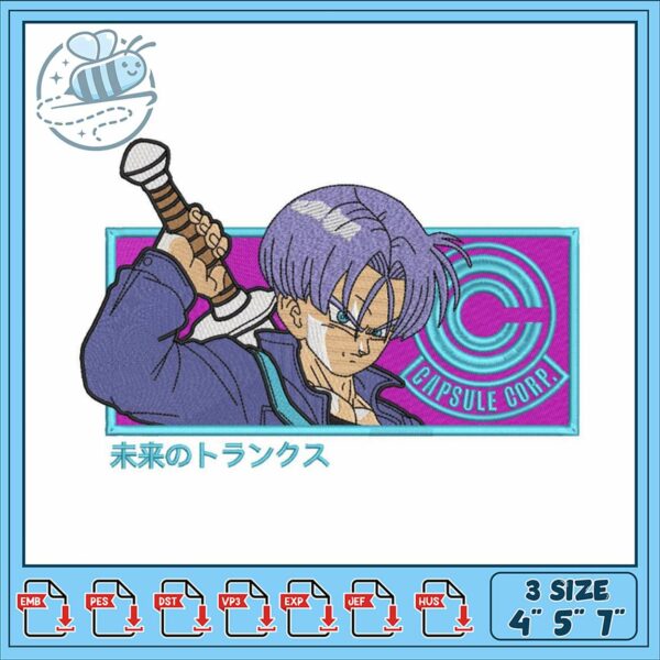 Dragon Ball Trunks Capsule Corp Embroidery Design