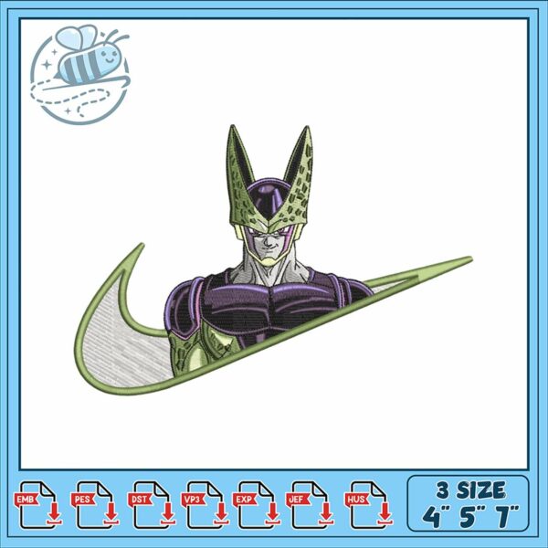 Dragon Ball Z Cell Embroidery Design for Stitching