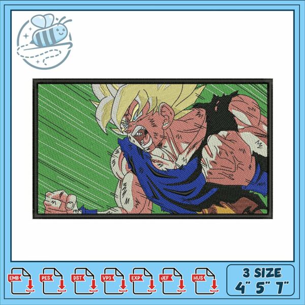 Dragon Ball Z Goku Embroidery Design Digital Download
