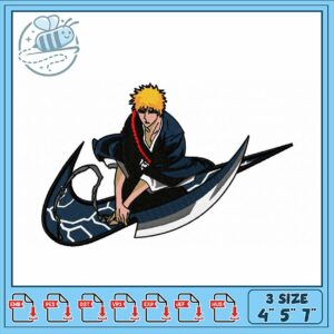 Dynamic Anime Bleach Character Embroidery Design
