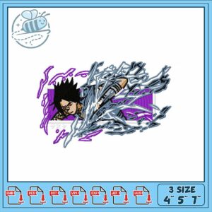 Dynamic Anime Character Embroidery Design in Three Sizes