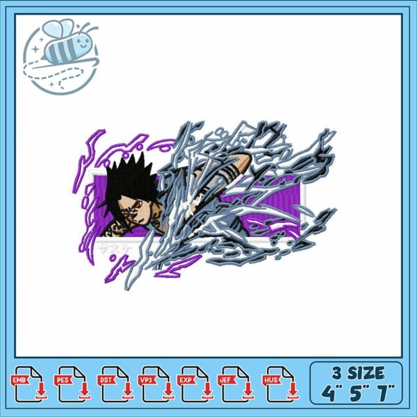 Dynamic Anime Character Embroidery Design in Three Sizes