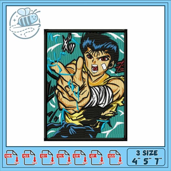 Dynamic Anime Embroidery Design for Crafting Fun