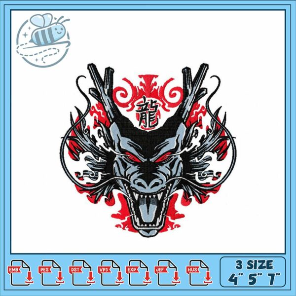 Dynamic Dragon Embroidery Design for Distinct Styles