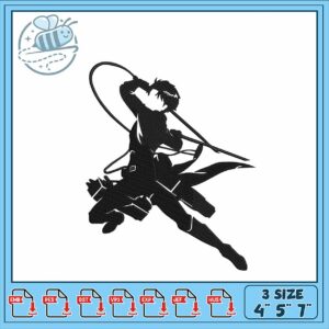 Dynamic Embroidery Design of Action Pose 3 Sizes
