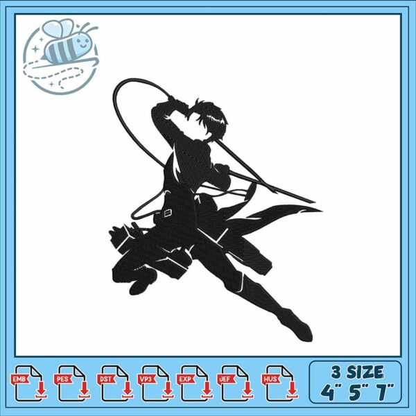 Dynamic Embroidery Design of Action Pose 3 Sizes