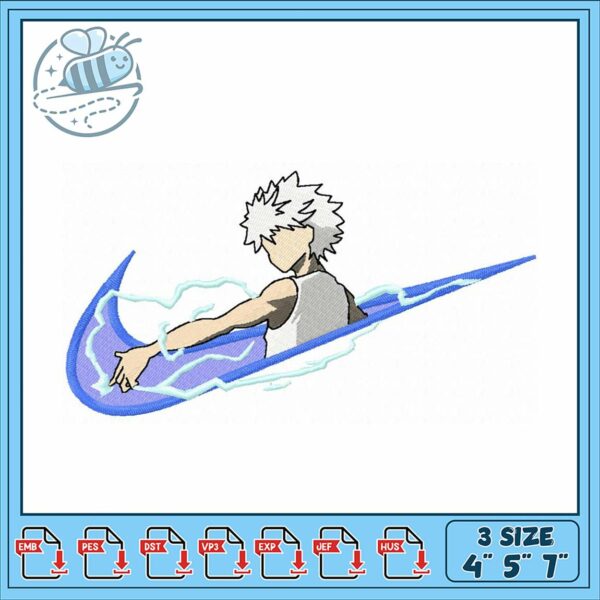 Dynamic Embroidery Design of Boy with Energy Wave