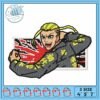 Dynamic Embroidery Design with Fist and Flames Art