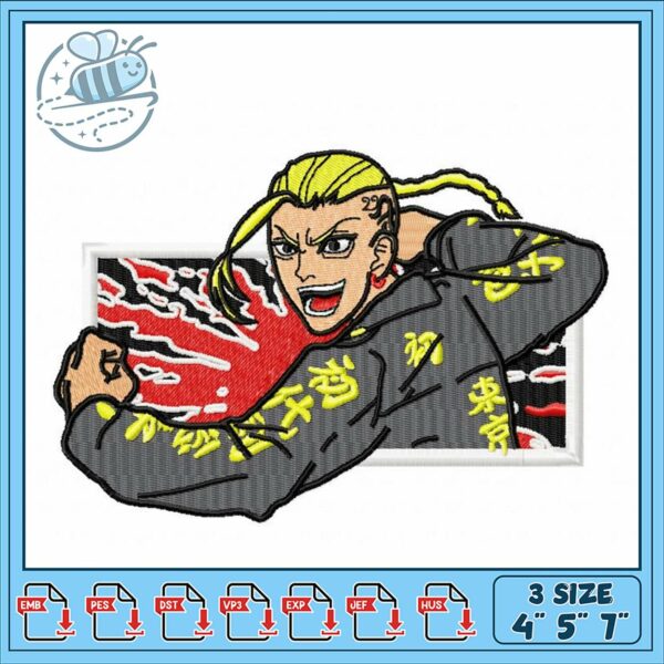 Dynamic Japanese Style Warrior Embroidery Design