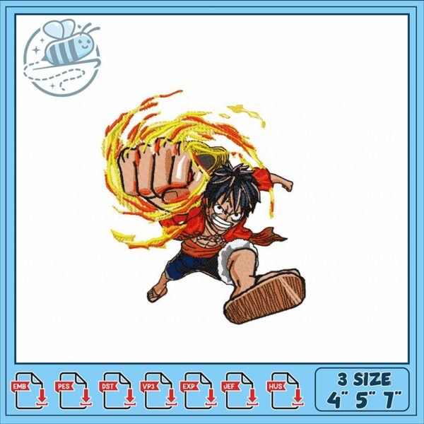 Dynamic Luffy Embroidery Design for Creative Projects