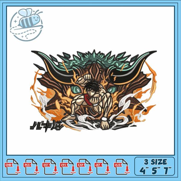 Dynamic Martial Arts Embroidery Design for Crafts