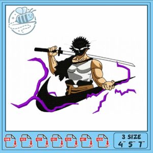 Dynamic Samurai Embroidery Design for Crafts 4x5x7