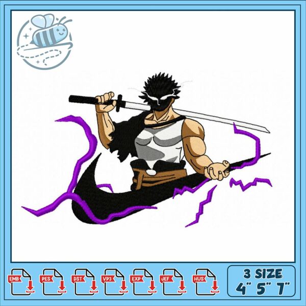 Dynamic Samurai Embroidery Design for Crafts 4x5x7