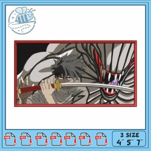 Dynamic Samurai Embroidery Design for Creatives