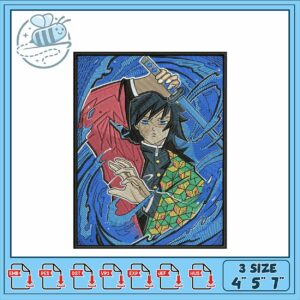 Dynamic Samurai Embroidery Design for Unique Decor