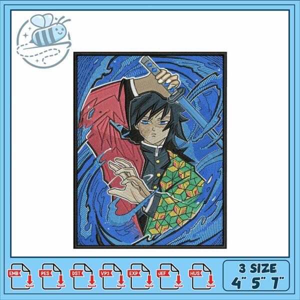 Dynamic Samurai Embroidery Design for Unique Decor