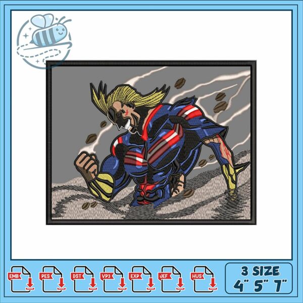 Dynamic Superhero Embroidery Design for Crafts