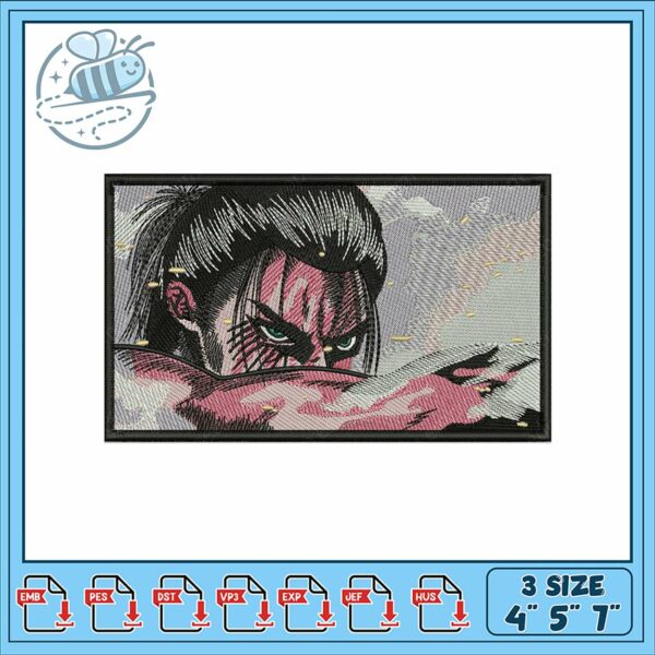 Dynamic Warrior Embroidery Design for Projects