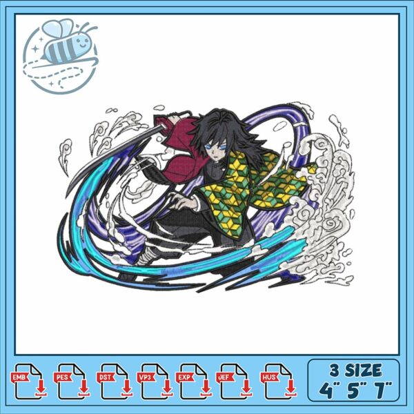 Dynamic Water Element Embroidery Design Pattern