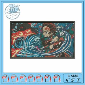 Dynamic Water Warrior Embroidery Design Pattern