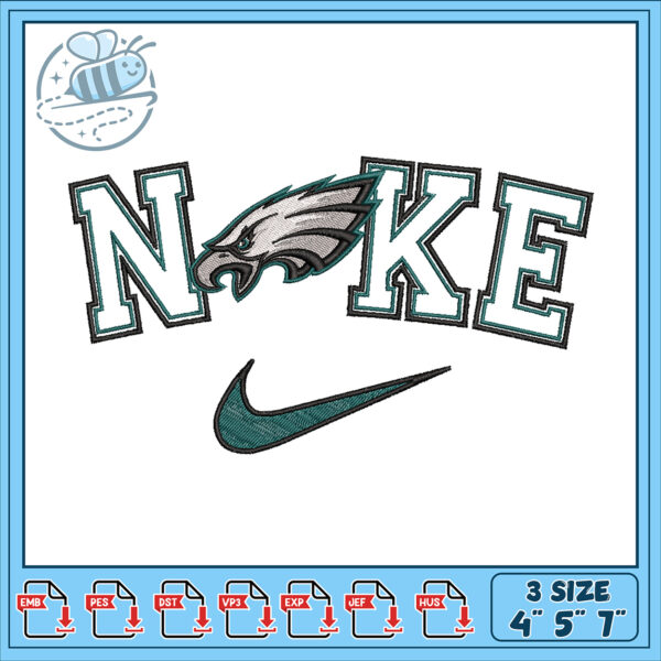 Eagles Nike Embroidery Design 3 Sizes