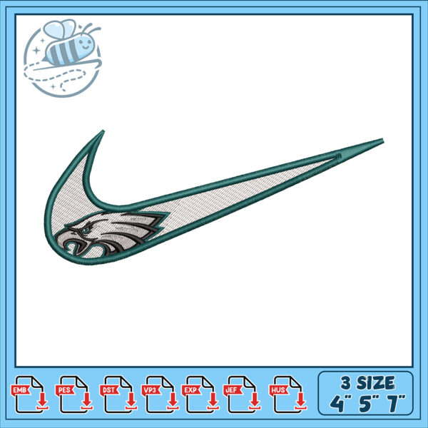 Eagles Nike Swoosh Embroidery Design