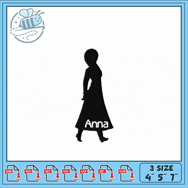 Elegant Anna Silhouette Embroidery Design Download